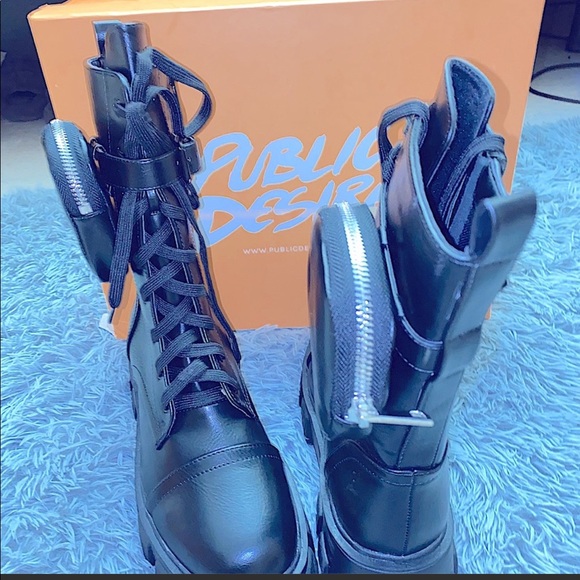 Public Desire Intention Chunky Lace Up Boots . - Picture 5 of 5